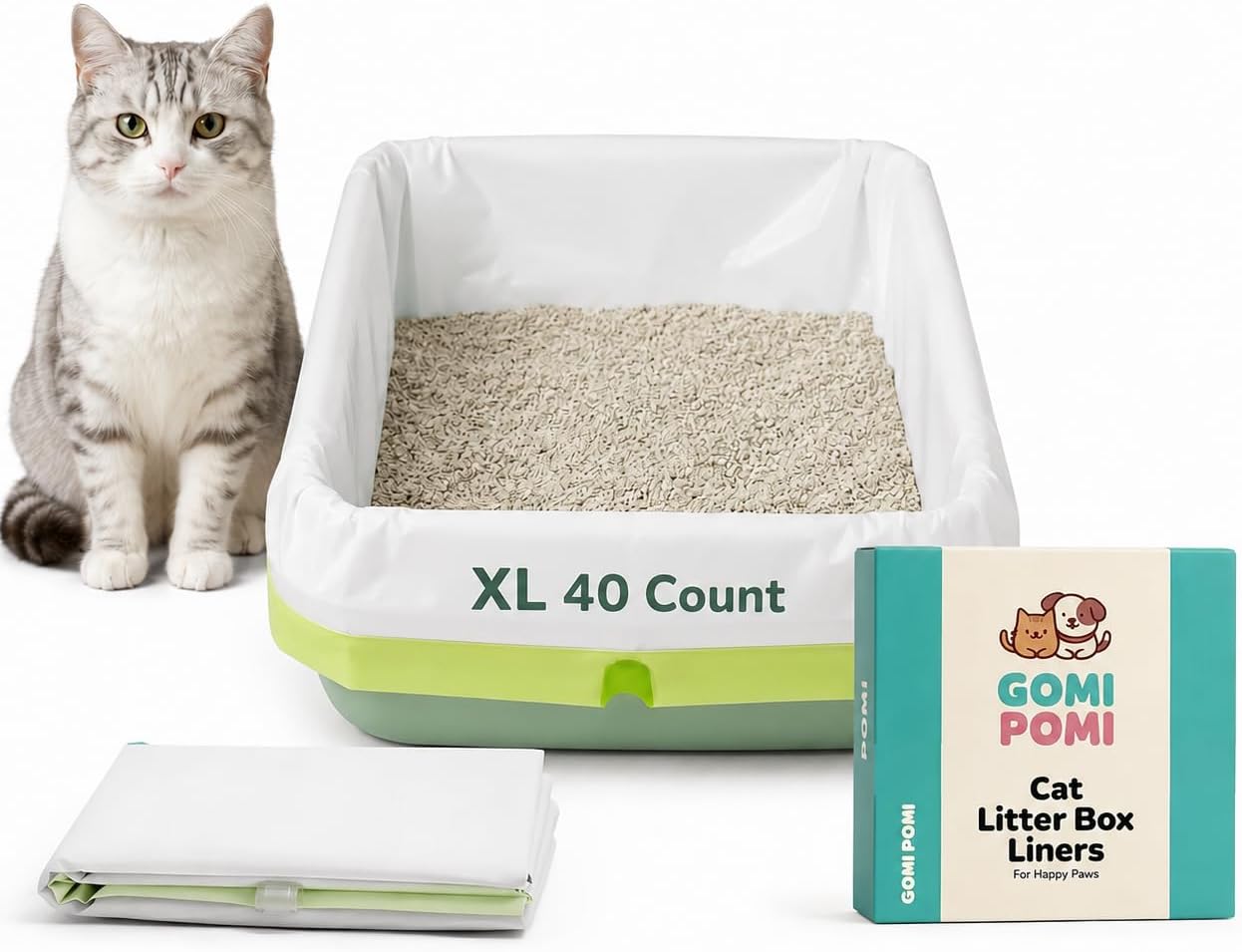 40Pcs Cat Litter Box Liners Cat Litter Bags for Large Litter Tray Disposable Litter Box Liners Durable Cat Litter Box Bags for Easy Cleanup